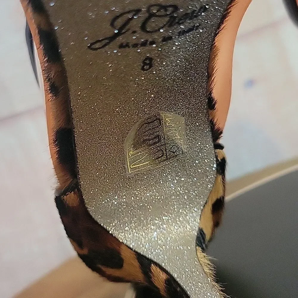 New J.CREW Leopard Print Heels Sparkly Bottom